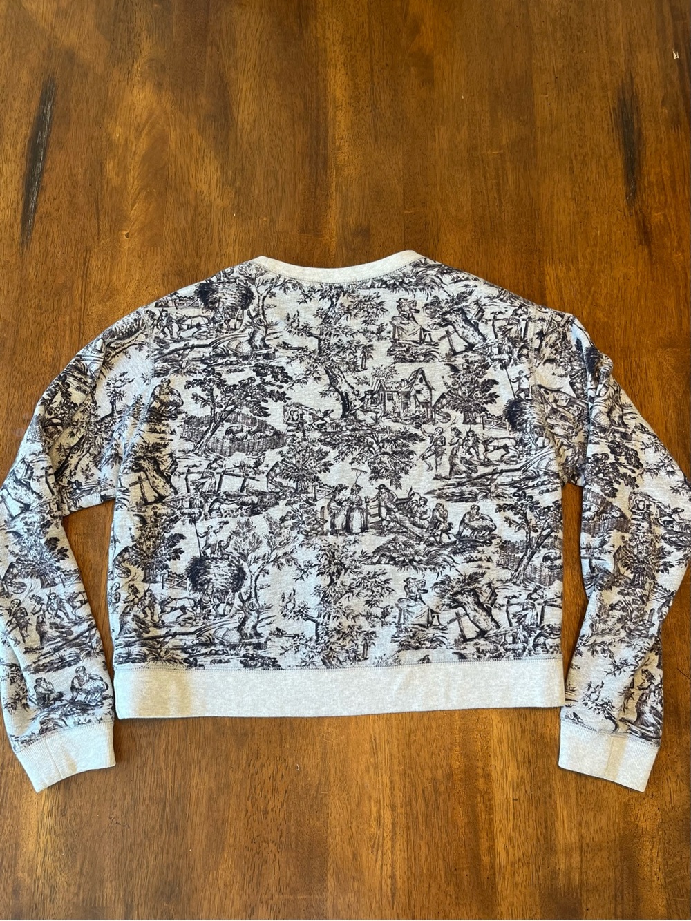 J.Crew Toile Print Cropped Cotton Sweatshirt Size Small - Picture 4 of 6